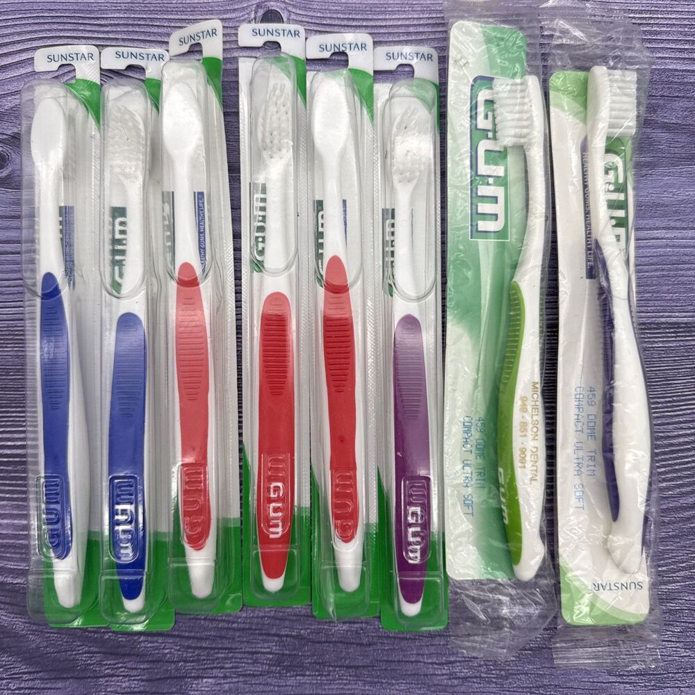 8 LOT GUM 459 DomeTrim Sensitive Compact Head ToothBrush Sunstar